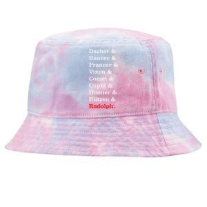 Reindeer Names Funny Christmas List Rudolph Tie-Dyed Bucket Hat