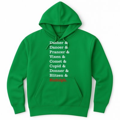 Reindeer Names Funny Christmas List Rudolph Hoodie