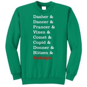 Reindeer Names Funny Christmas List Rudolph Sweatshirt