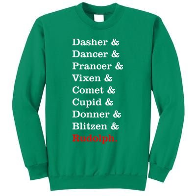 Reindeer Names Funny Christmas List Rudolph Sweatshirt