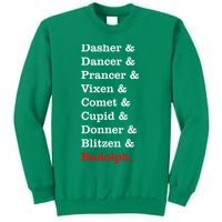 Reindeer Names Funny Christmas List Rudolph Sweatshirt