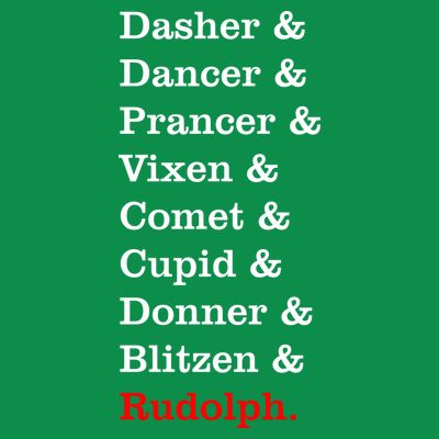 Reindeer Names Funny Christmas List Rudolph T-Shirt
