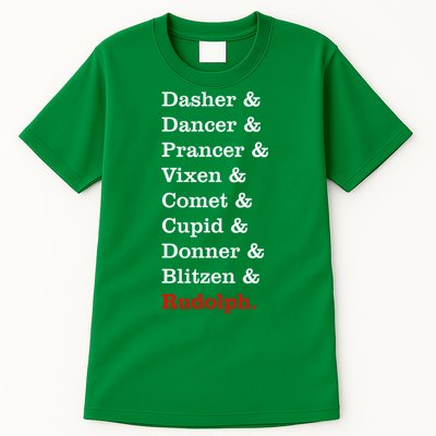 Reindeer Names Funny Christmas List Rudolph Tall T-Shirt