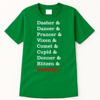 Reindeer Names Funny Christmas List Rudolph Tall T-Shirt