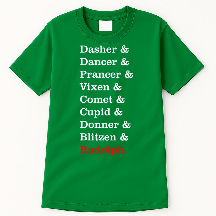 Reindeer Names Funny Christmas List Rudolph Tall T-Shirt