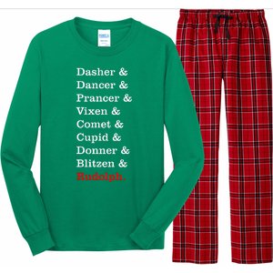 Reindeer Names Funny Christmas List Rudolph Long Sleeve Pajama Set