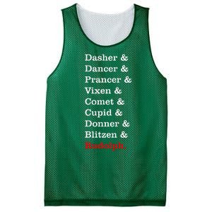 Reindeer Names Funny Christmas List Rudolph Mesh Reversible Basketball Jersey Tank