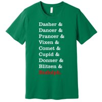 Reindeer Names Funny Christmas List Rudolph Premium T-Shirt