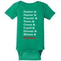 Reindeer Names Funny Christmas List Rudolph Baby Bodysuit