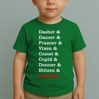 Reindeer Names Funny Christmas List Rudolph Toddler T-Shirt