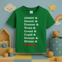 Reindeer Names Funny Christmas List Rudolph Toddler T-Shirt