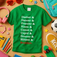 Reindeer Names Funny Christmas List Rudolph Kids T-Shirt