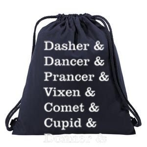 Reindeer Names Funny Christmas List Rudolph Drawstring Bag