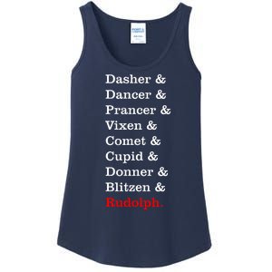 Reindeer Names Funny Christmas List Rudolph Ladies Essential Tank