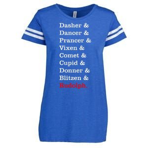 Reindeer Names Funny Christmas List Rudolph Enza Ladies Jersey Football T-Shirt