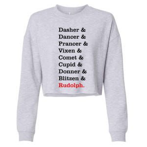 Reindeer Names Funny Christmas List Rudolph Cropped Pullover Crew