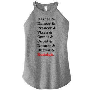 Reindeer Names Funny Christmas List Rudolph Women's Perfect Tri Rocker Tank