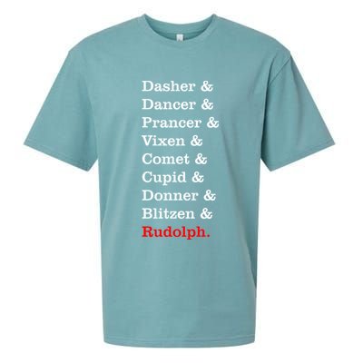 Reindeer Names Funny Christmas List Rudolph Sueded Cloud Jersey T-Shirt