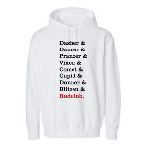 Reindeer Names Funny Christmas List Rudolph Garment-Dyed Fleece Hoodie