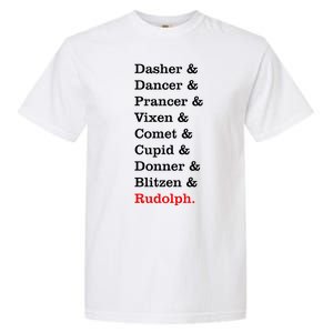 Reindeer Names Funny Christmas List Rudolph Garment-Dyed Heavyweight T-Shirt