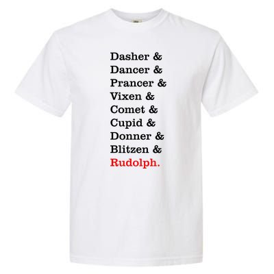 Reindeer Names Funny Christmas List Rudolph Garment-Dyed Heavyweight T-Shirt