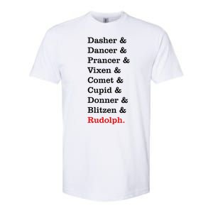 Reindeer Names Funny Christmas List Rudolph Softstyle CVC T-Shirt