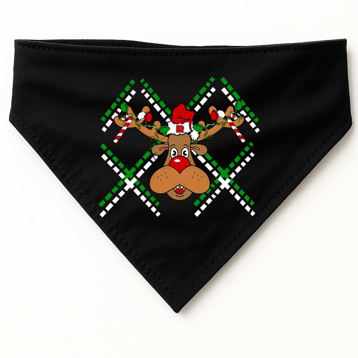 Reindeer Ugly Christmas Sweater USA-Made Doggie Bandana