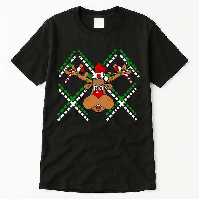 Reindeer Ugly Christmas Sweater Tall T-Shirt
