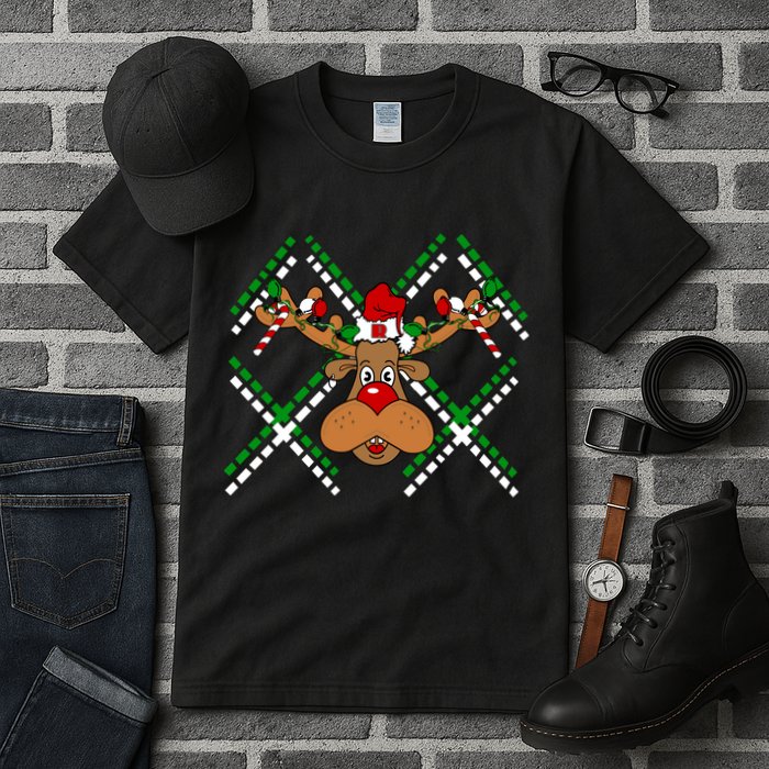 Reindeer Ugly Christmas Sweater Tall T-Shirt