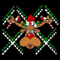 Reindeer Ugly Christmas Sweater Button