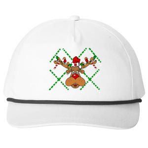 Reindeer Ugly Christmas Sweater Snapback Five-Panel Rope Hat