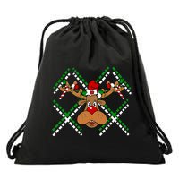 Reindeer Ugly Christmas Sweater Drawstring Bag