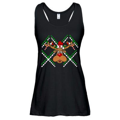 Reindeer Ugly Christmas Sweater Ladies Essential Flowy Tank