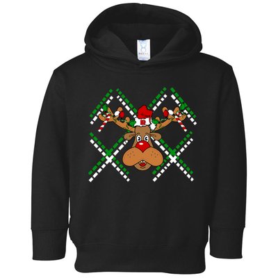 Reindeer Ugly Christmas Sweater Toddler Hoodie
