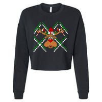 Reindeer Ugly Christmas Sweater Cropped Pullover Crew
