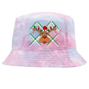 Reindeer Ugly Christmas Sweater Tie-Dyed Bucket Hat