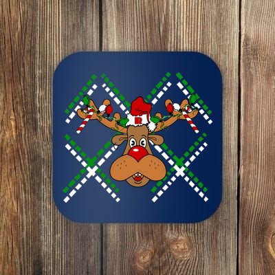 Reindeer Ugly Christmas Sweater Coaster