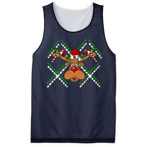 Reindeer Ugly Christmas Sweater Mesh Reversible Basketball Jersey Tank