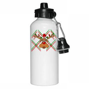 Reindeer Ugly Christmas Sweater Aluminum Water Bottle