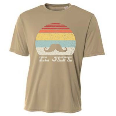 Retro El Jefe Funny Mexican Boss Funny Cinco De Mayo Cooling Performance Crew T-Shirt