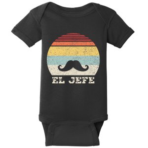 Retro El Jefe Funny Mexican Boss Funny Cinco De Mayo Baby Bodysuit