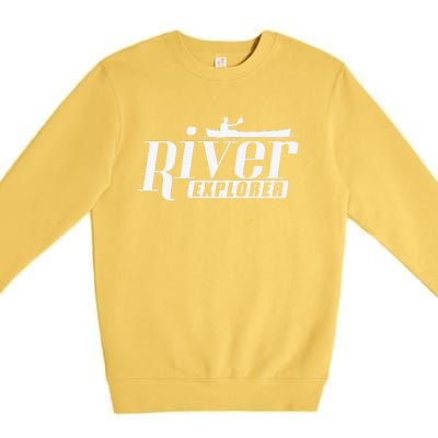 River Explorer Kayak Paddle Boat Canoeing Gift Premium Crewneck Sweatshirt