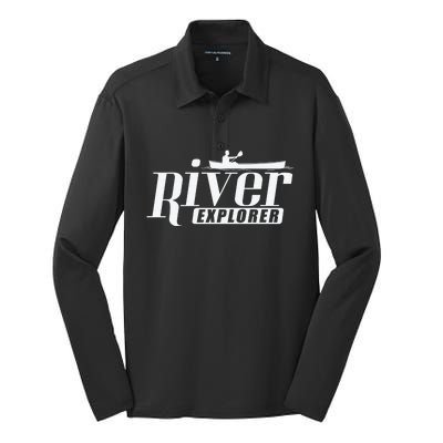 River Explorer Kayak Paddle Boat Canoeing Gift Silk Touch Performance Long Sleeve Polo