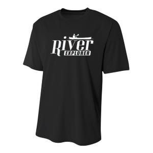 River Explorer Kayak Paddle Boat Canoeing Gift Youth Performance Sprint T-Shirt