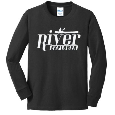 River Explorer Kayak Paddle Boat Canoeing Gift Kids Long Sleeve Shirt