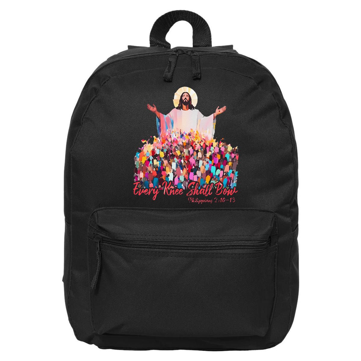 Retro Every Knee Shall Bow God Faith Jesus Christian Easter 16 in Basic Backpack