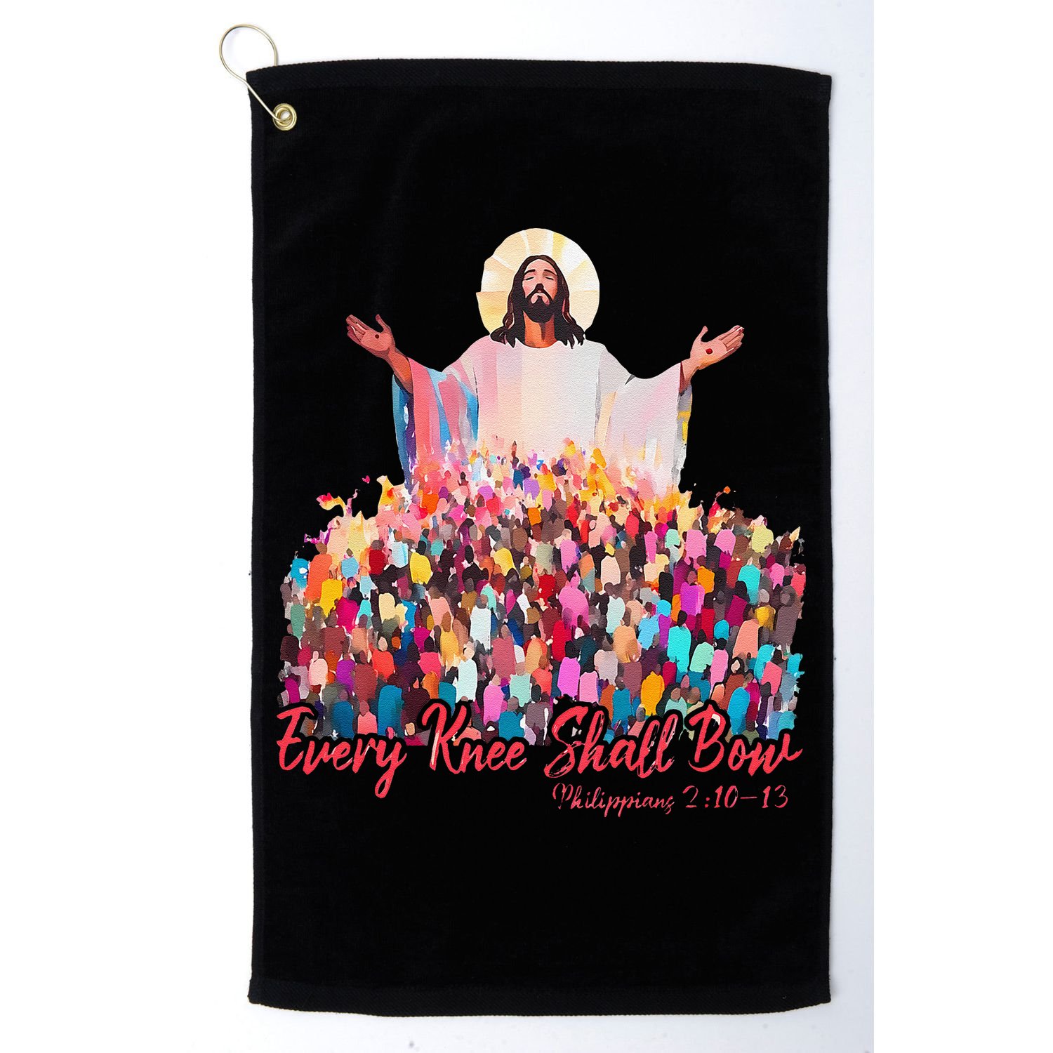 Retro Every Knee Shall Bow God Faith Jesus Christian Easter Golf Towel