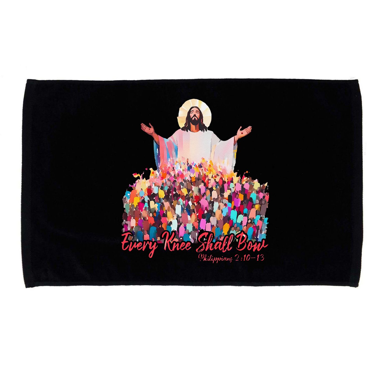 Retro Every Knee Shall Bow God Faith Jesus Christian Easter Microfiber Hand Towel