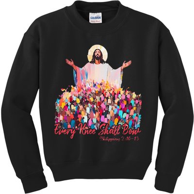 Retro Every Knee Shall Bow God Faith Jesus Christian Easter Kids Sweatshirt