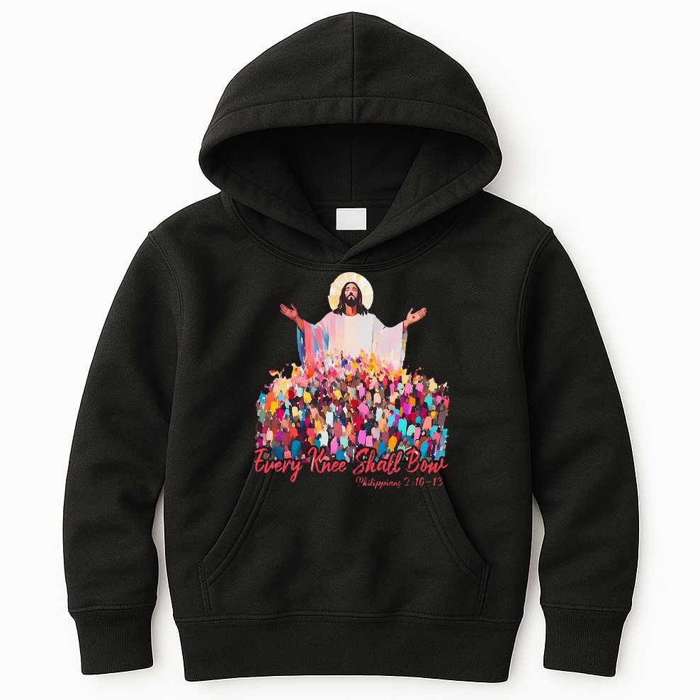 Retro Every Knee Shall Bow God Faith Jesus Christian Easter Kids Hoodie